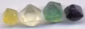 Октаэдрические кристаллы флюорита разной окраски. Размер 11–14 мм (штат Иллинойс, США)
