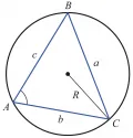 Рис. 2. Теорема синусов. Окружность с треугольником
