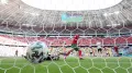 Криштиану Роналду забивает гол во время матча чемпионата Европы по футболу 2020. Футбольная арена «Мюнхен». 2021