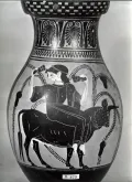 Зевс в образе быка похищает Европу. Изображение на чернофигурной ойнохойе. Ок. 500 до н. э.