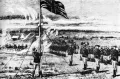 Поднятие британского флага в форте Солсбери 13 сентября 1890. Иллюстрация из книги: The British South Africa Company Historical Catalogue & Souvenir of Rhodesia