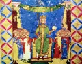 Фридрих II Штауфен. Миниатюра из рукописи «Exsultet». 13 в. Кафедральный собор, Салерно (Италия)