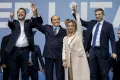 Маттео Сальвини, Сильвио Берлускони, Джорджа Мелони и Маурицио Лупи на заключительном митинге правоцентристского блока. Рим (Италия). 2022