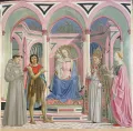 Доменико Венециано. Мадонна с Младенцем на троне с предстоящими святыми Франциском, Иоанном Крестителем, Зиновием и Лючией. Середина 1440-х гг. 