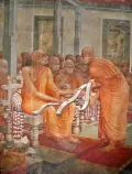 Буддхагхоша представляет три копии «Висуддхимагги», главного трактата Тхеравады. 1-я половина 20 в. 