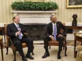 Премьер-министр Пакистана Наваз Шариф (слева) с президентом США Бараком Обамой (справа) на встрече в Белом доме. 2015