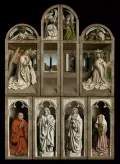 Ян ван Эйк. Гентский алтарь «Поклонение Агнцу». 1432. Закрытый вид. Собор Святого Бавона, Гент