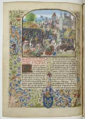 Битва при Невиллс-Кроссе 17 октября 1346. Миниатюра из Хроник Фруассара. 15 в. Национальная библиотека Франции, Париж. 