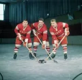 Советские хоккеисты Евгений Мишаков, Анатолий Ионов, Юрий Моисеев. 1968