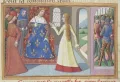 Жанна д’Арк перед королём Франции Карлом VII. Миниатюра из рукописи Марциала Овернского «Вигилии на смерть короля Карла VII». 1484–1485
