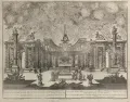 Изображение фейерверка на Ходынском поле под Москвой в июле 1775 года в честь заключения мира с Турцией. 2-я половина 18 в. Гравюра по рисунку Матвея Казакова