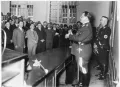 Герман Геринг выступает перед сотрудниками гестапо по случаю назначения Генриха Гиммлера главой секретного управления государственной полиции. Апрель 1934