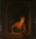 Геррит Доу. Девушка с масляной лампой в окне. 1645–1675