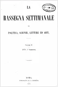 Журнал La Rassegna Settimanale Di Politica, Scienze, Lettere Ed Arti. 1879. Vol. 3, № 53. Титульный лист