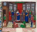 Ричард II передаёт корону Генриху Болингброку. Миниатюра из Хроник Фруассара. Последняя четверть 15 в.