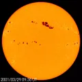 Поверхность Солнца в видимом диапазоне электромагнитного спектра (SOHO)