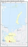 Вельск на карте Архангельской области