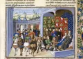Король и королева Франции Карл VI и Изабелла Баварская принимают английских послов в Труа. Май 1420. Миниатюра из Хрони