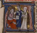 Конрад III и Бернард Клервоский. Миниатюра из рукописи Винсента из Бове «Зерцало историческое» («Speculum historiale»). Начало 14 в.
