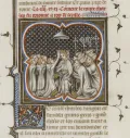 Коронация Карла I Анжуйского как короля Сицилии. Миниатюра из Больших французских хроник. 1375–1380