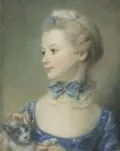 Жан-Батист Перроно. Портрет мадемуазель Мари-Анн Юкье с котёнком. 1749