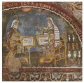 Гален и Гиппократ, отцы европейской медицины. Фреска в склепе собора Ананьи, Италия. Ок. 1255