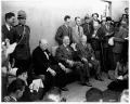Премьер-министр Великобритании Уинстон Черчилль, президент США Франклин Делано Рузвельт и премьер-министр Канады Уильям Лайон Макензи Кинг на пресс-конференции по завершении Второй Квебекской конференции. 16 сентября 1944