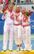 Российские теннисистки Динара Сафина, Елена Дементьева и Вера Звонарёва. 2008