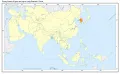 Республика Корея на карте зарубежной Азии