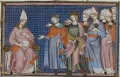 Король Франции Филипп III, сын Людовика IX, и Карл Анжуйский, брат Людовика IX,  просят папу Римского Григория X о канонизации Людовика IX