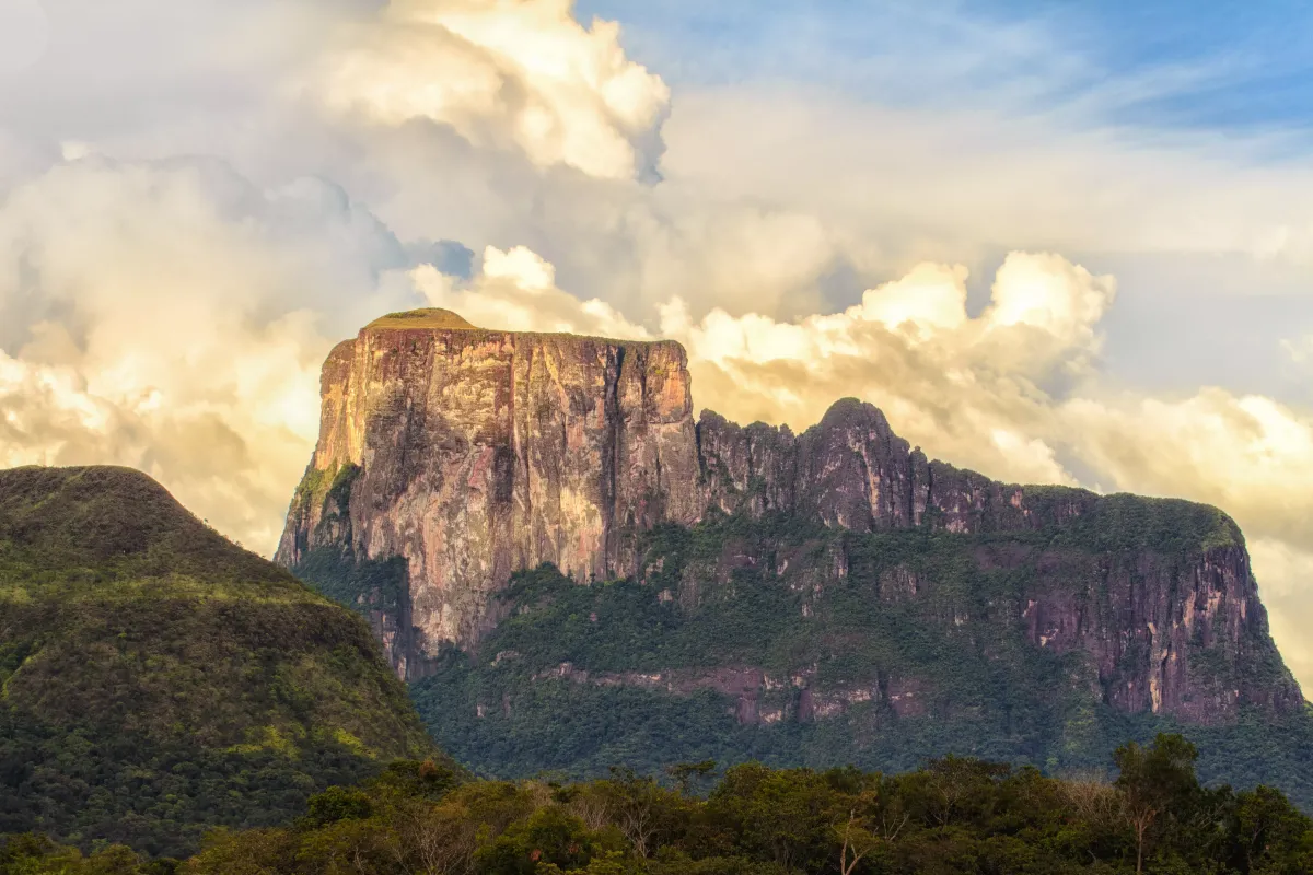 Водопад на гвианском плоскогорье. Столовые горы Рорайма Венесуэлы. Венесуэла плато Тепуи. Столовая гора Рорайма. Столовые горы Тепуи в Венесуэле.