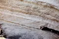 Косая слоистость в неогеновых известняках в береговых обрывах. Побережье Чёрного моря между мысами Большой и Малый Атлеш (Республика Крым)