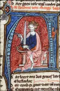 Конрад I. Миниатюра из рукописи Якоба ван Марланта «Зеркало истории» («Spiegel Historiael»). Ок. 1325–1335