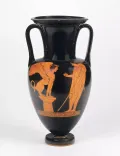 Эдип и Сфинкс. Изображение на краснофигурной амфоре. 450–440 до н. э. 