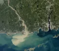Река Коннектикут при впадении в пролив Лонг-Айленд Атлантического океана