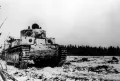 Колонна советских средних танков Т-28 на марше. Февраль 1940