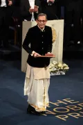 Абхиджит Банерджи на вручении Нобелевской премии по экономике. Стокгольм. 2019