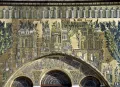 Архитектурный пейзаж. Мозаика на фасаде молитвенного зала мечети Омейядов в Дамаске. 707–711