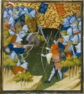 Битва при Креси 26 августа 1346. Миниатюра из Хроник Фруассара. 15 в. Français 2642