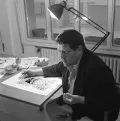 Уго Пратт во время работы над комиксом «Корто Мальтезе». Венеция. 1966