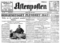 Газета Aftenposten. Oslo, 24 mars 1923. Передовица