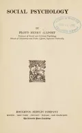 Флойд Генри Олпорт. Социальная психология. Нью-Йорк. 1924