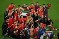 Сборная Марокко празднует победу в матче 1/8 финала Двадцать второго чемпионата мира по футболу. Катар. 2022