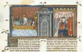 Коронация Карла I Анжуйского в Риме. Миниатюра из Больших французских хроник. Между 1332 и 1350