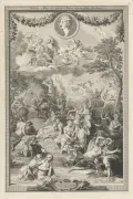 Бернар Пикар. Аллегорический титульный лист с различными сценами из «Метаморфоз» Овидия и его портретом. 1731