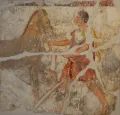 Воин с конём, фреска из мессапской гробницы