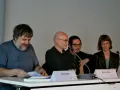 Славой Жижек, Младен Долар, Гал Кирн и Аленка Зупанчич-Жердин во время конференции. Берлин. 2011
