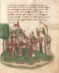Основание города Берн. Миниатюра из Хроники Чахтлана. Ок. 1470
