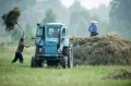 Жители деревни Баженово во время заготовки сена. Омская область. 2016
