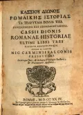 Дион Кассий. История. Рим, 1724. Титульный лист